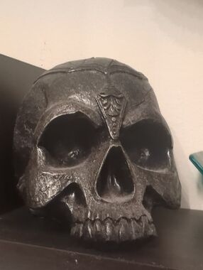 Decorative Dark Metallic Skull Accent